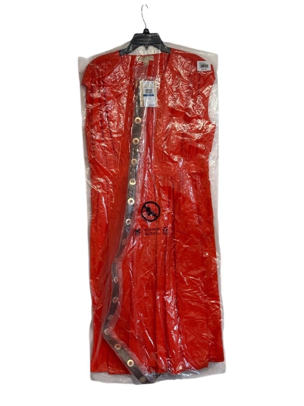 Michael Kors Optic Orange Belted Pleated Dress NWT Size Large - Picture 12 of 12